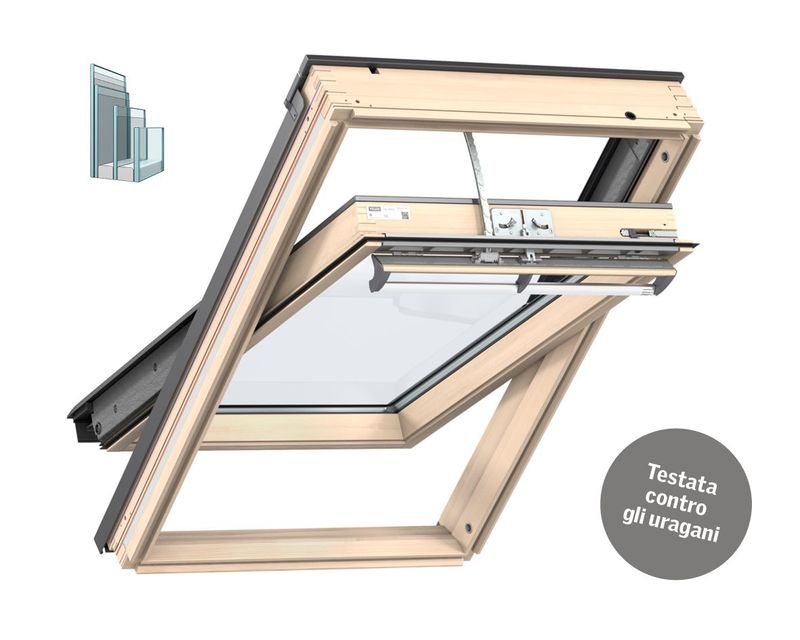 Finestra ggl apertura elettrica integra 3086 Tripla Protezione vetro 86 legno naturale