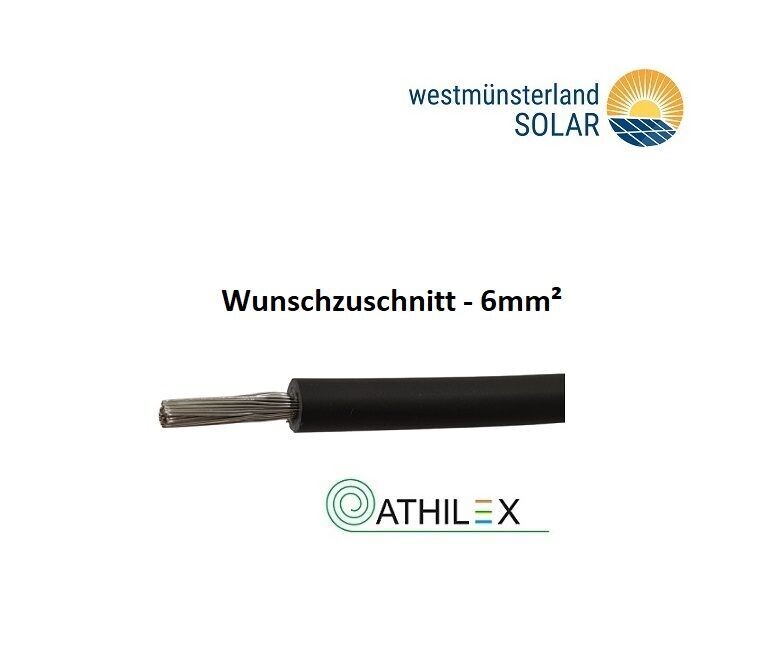 Solarkabel 6mm² Athilex H1Z2Z2-K Schwarz DCA (Wunschzuschnitt je nach Bestellmenge, Preis gilt pro Meter)