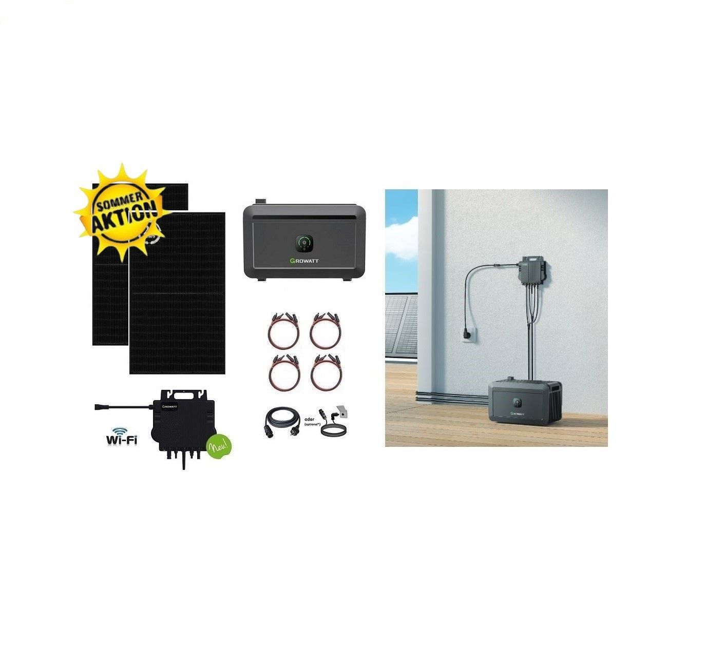 Balkonkraftwerk / Stecker-Solaranlage "NOAH Premium" inkl. 2 kWh Speicher Plug & Play