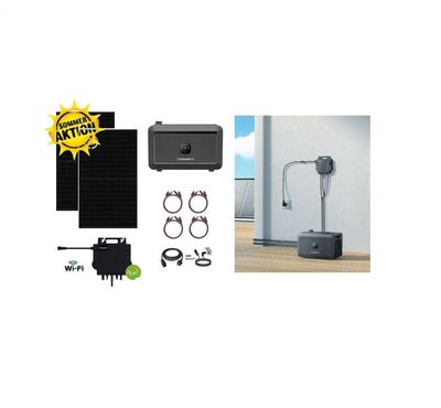 Balkonkraftwerk / Stecker-Solaranlage "NOAH Premium" inkl. 2 kWh Speicher Plug & Play