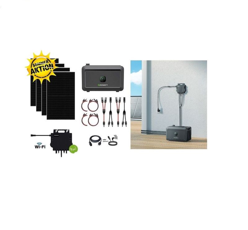 Balkonkraftwerk / Stecker-Solaranlage Balkonkraftwerk / Stecker-Solaranlage "NOAH Power" 1.780 Watt inkl. 2 kWh Speicher Plug & Play