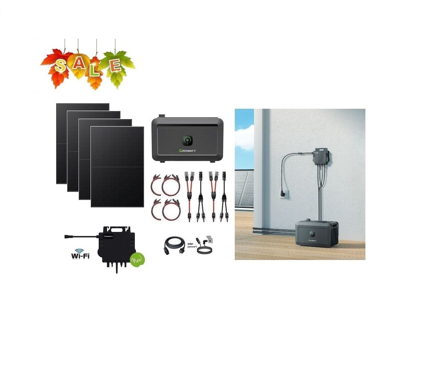 Balkonkraftwerk / Stecker-Solaranlage "NOAH Power" 1.800 Watt inkl. 2 kWh Speicher Plug & Play