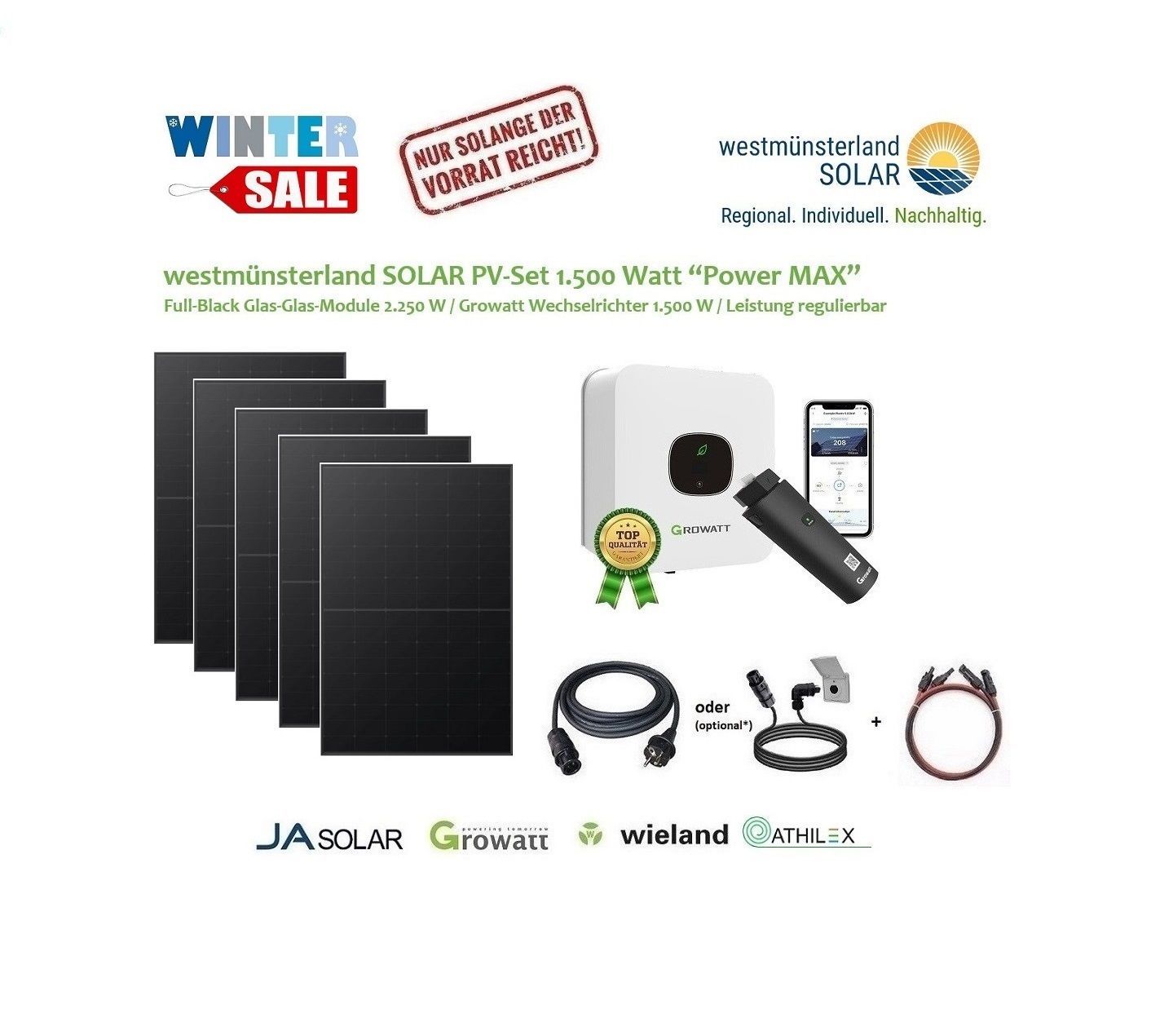Balkonkraftwerk / PV-Set Balkonkraftwerk / PV-Set "Power MAX" 1.500 / 2.250 Watt