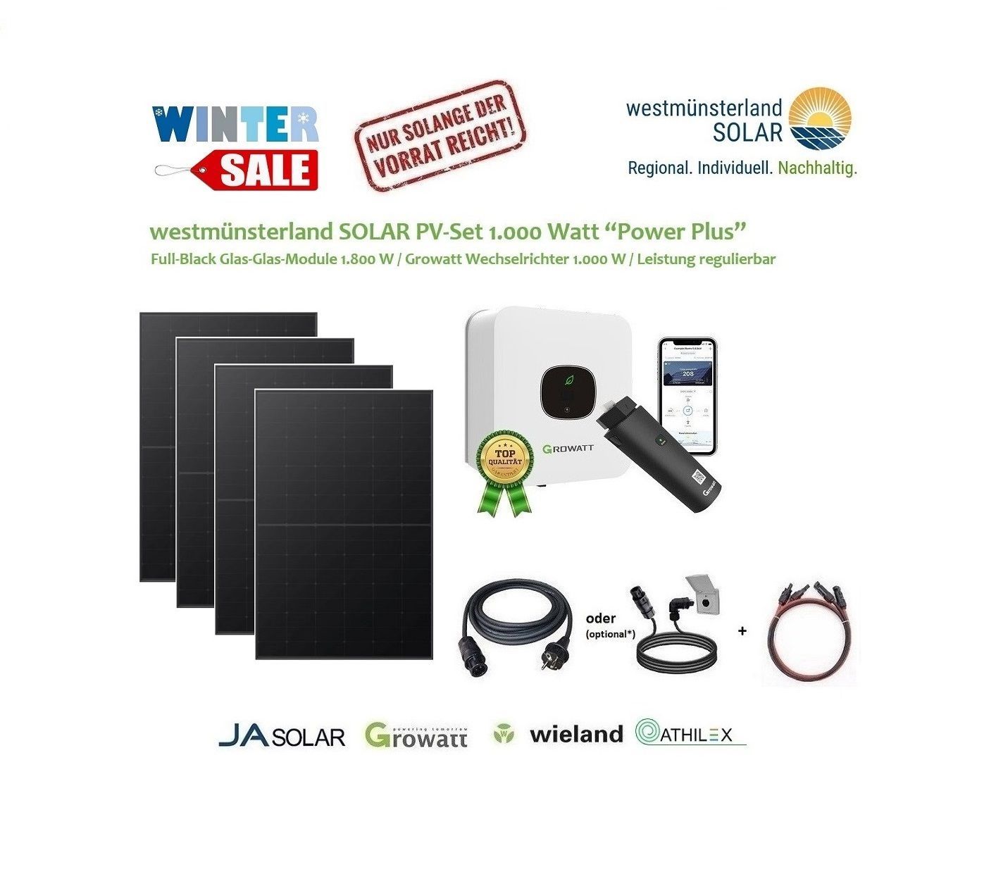 Balkonkraftwerk / PV-Set Balkonkraftwerk / PV-Set "Power Plus" 1.000 / 1.800 Watt