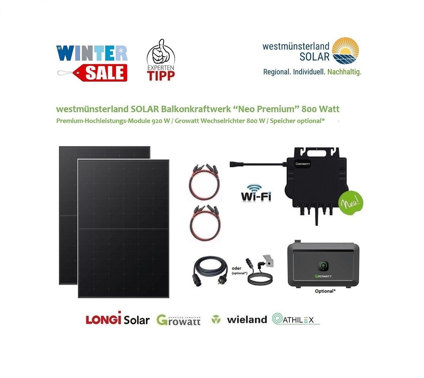 Balkonkraftwerk / Stecker-Solaranlage Balkonkraftwerk / Stecker-Solaranlage "NEO Premium" 800/920 Watt Plug & Play