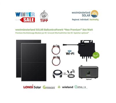 Balkonkraftwerk / Stecker-Solaranlage Balkonkraftwerk / Stecker-Solaranlage "NEO Premium" 800/920 Watt Plug & Play