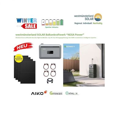 Balkonkraftwerk / Stecker-Solaranlage "NEXA Power" mit 2 kWh intelligentem Speicher Plug & Play +++ NEU +++