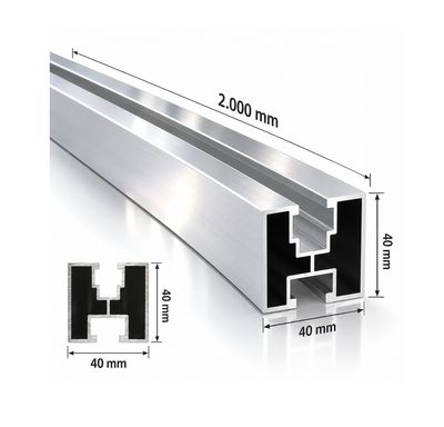 PV-Montageschiene 40 × 40 mm Aluminium – 2 Meter, passend für M8 / M10 PV-Montageschiene 40 × 40 mm Aluminium – 2 Meter, passend für M8 / M10