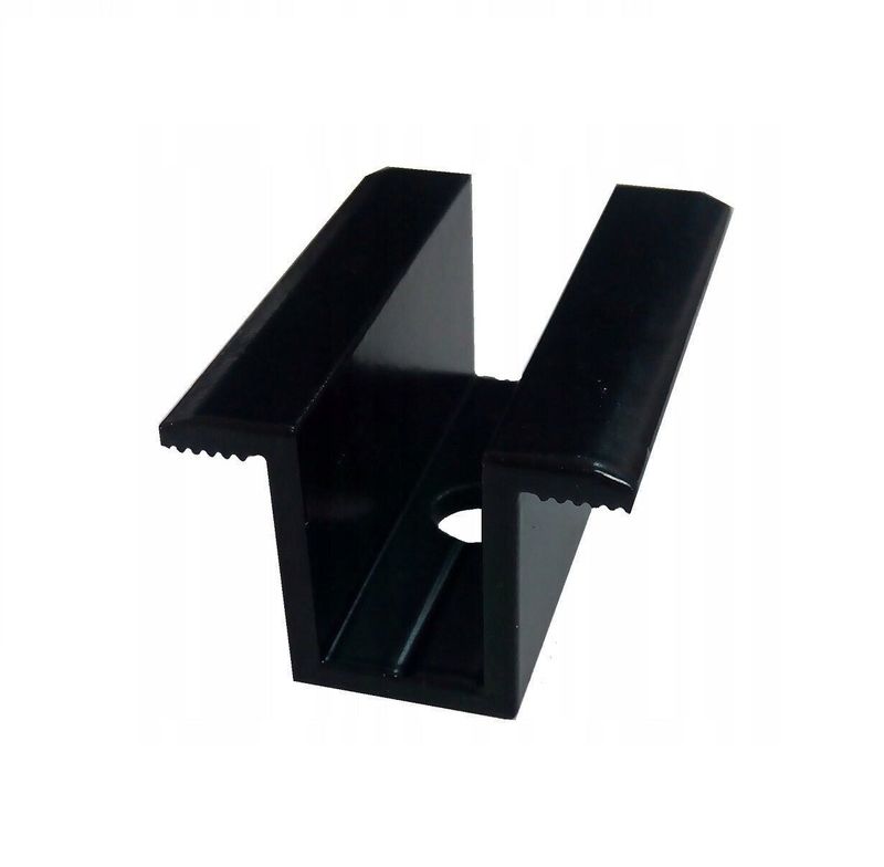 PV-Mittelklemme universal 30–40 mm schwarz eloxiert – mit oder ohne Montagematerial
