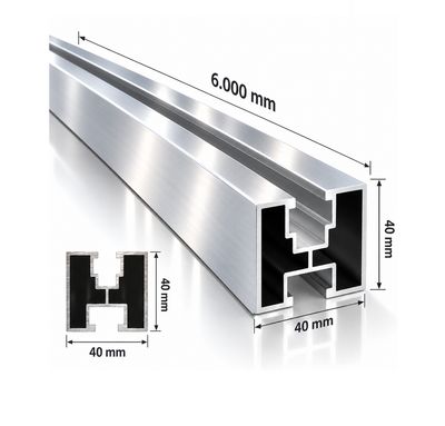 PV-Montageschiene 40 × 40 mm Aluminium – 6 Meter, passend für M8 / M10 PV-Montageschiene 40 × 40 mm Aluminium – 6 Meter, passend für M8 / M10