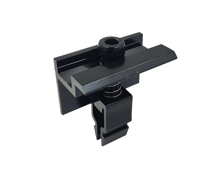 PV-Endklemme 30 mm Aluminium schwarz – mit Klickverschluss & Schraube, L 50 mm PV-Endklemme 30 mm Aluminium schwarz – mit Klickverschluss & Schraube, L 50 mm