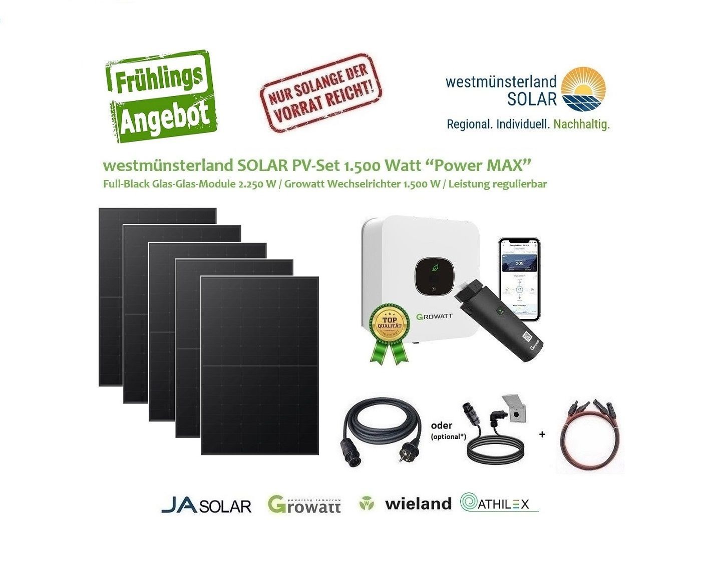 Balkonkraftwerk / PV-Set "Power MAX" 1.500 / 2.250 Watt