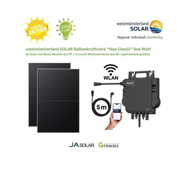 Balkonkraftwerk / Stecker-Solaranlage Balkonkraftwerk / Stecker-Solaranlage "Neo Classic" 800 / 910 Watt Plug & Play