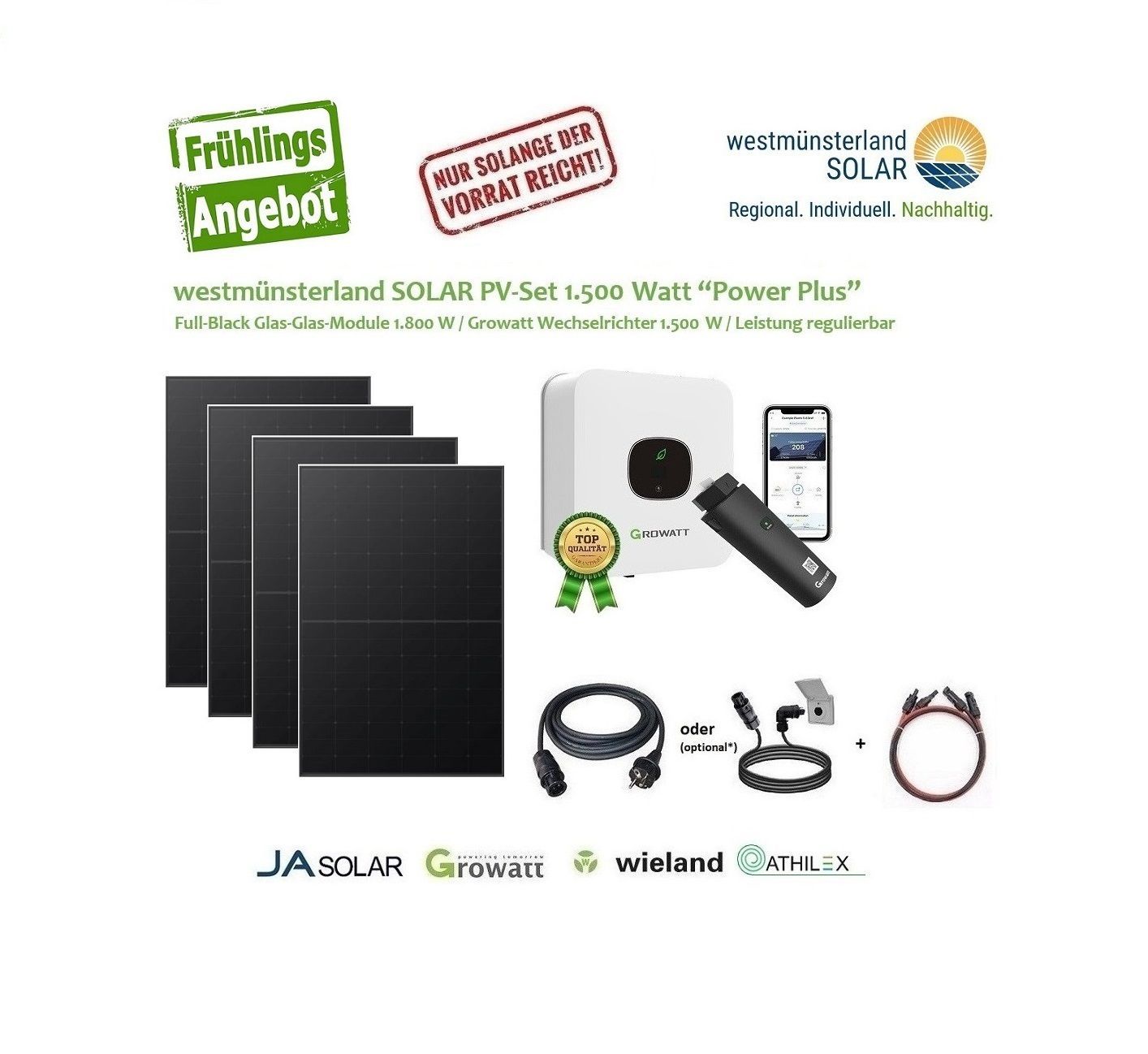Balkonkraftwerk / PV-Set Balkonkraftwerk / PV-Set "Power Plus" 1.500 / 1.800 Watt