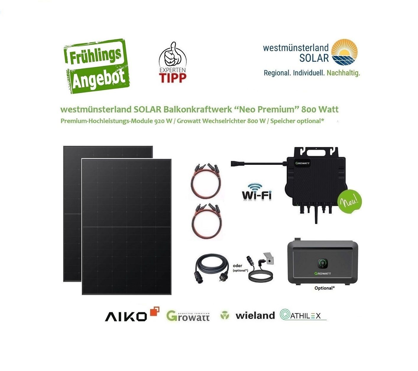 Balkonkraftwerk / Stecker-Solaranlage "NEO Premium" 800/920 Watt Plug & Play