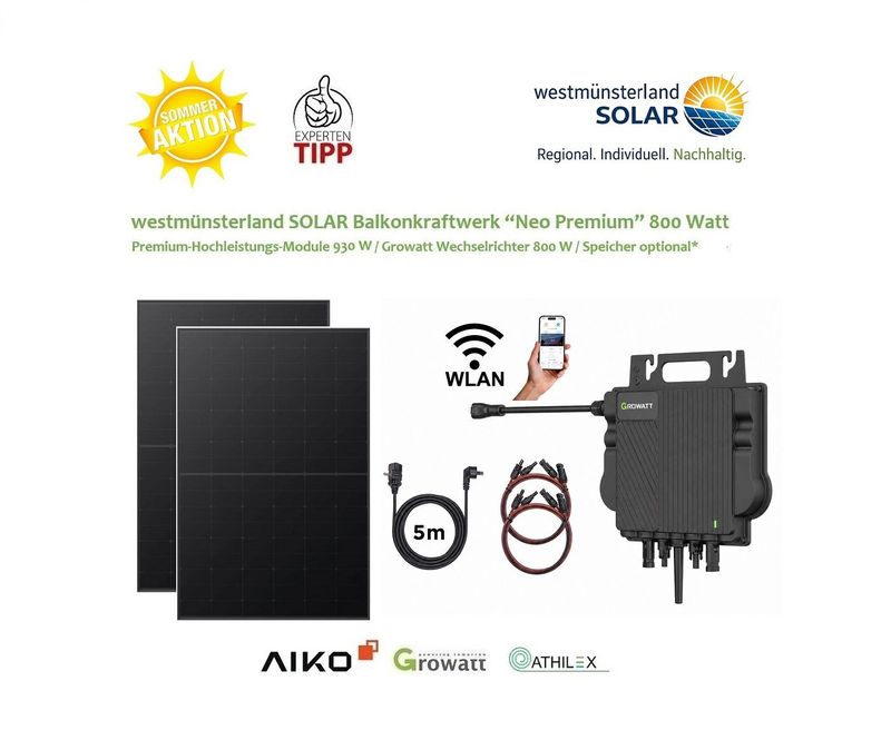 Balkonkraftwerk / Stecker-Solaranlage Balkonkraftwerk / Stecker-Solaranlage "NEO Premium" 800/930 Watt Plug & Play