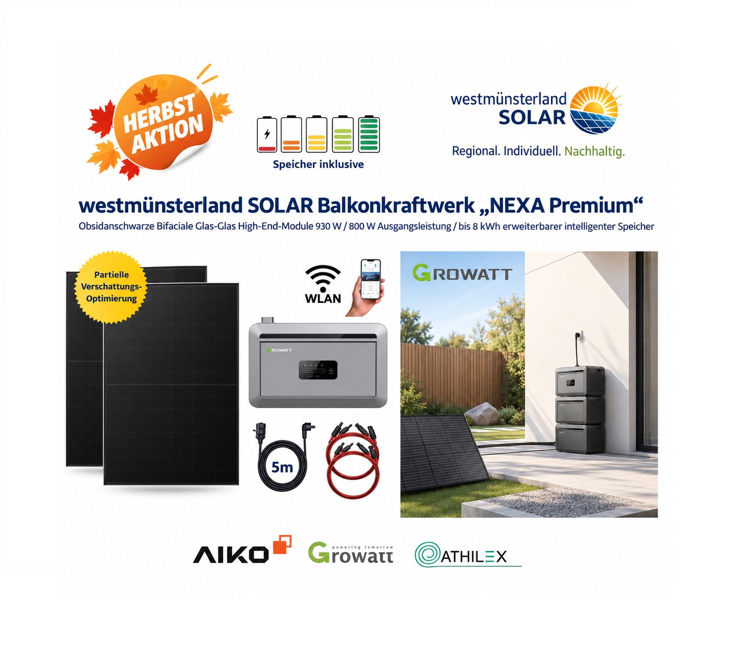 Balkonkraftwerk „NEXA Premium“ mit 2 kWh Speicher – intelligente Plug & Play Stecker-Solaranlage Balkonkraftwerk „NEXA Premium“ mit 2 kWh Speicher – intelligente Plug & Play Stecker-Solaranlage