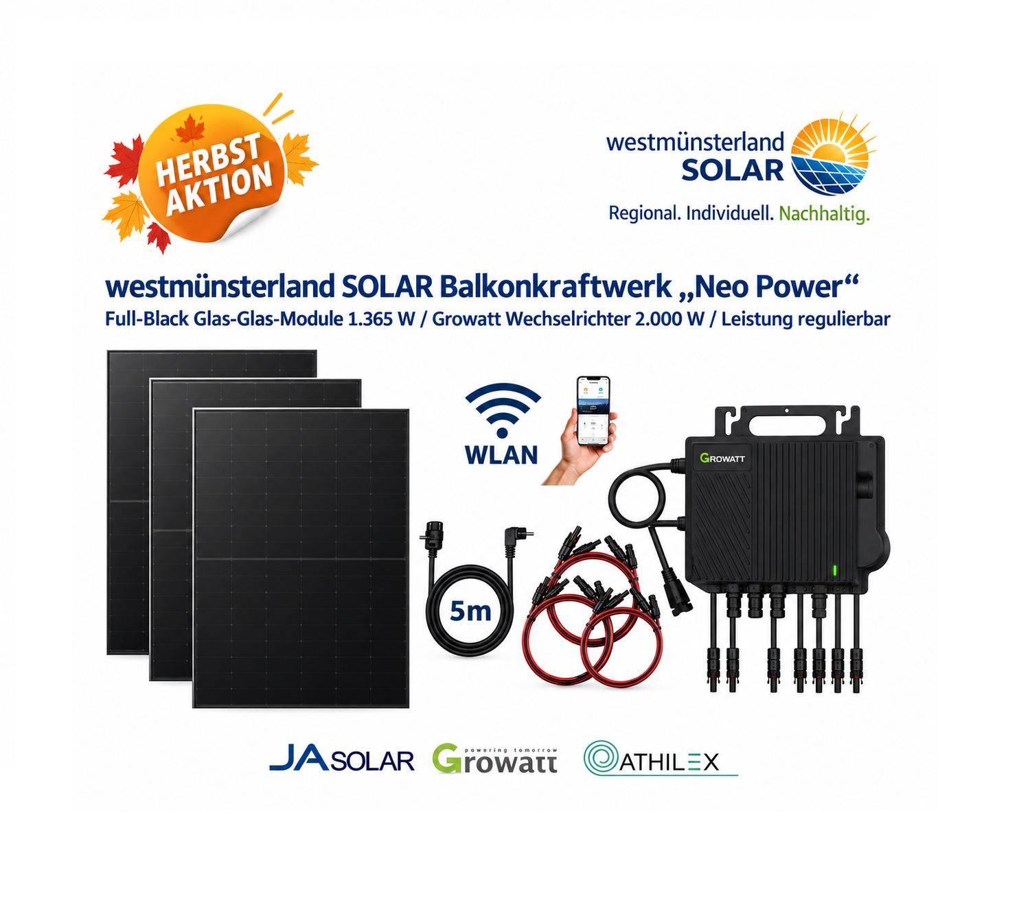 Balkonkraftwerk / PV-Set „Neo Power“ 1.365 W – Plug & Play Stecker-Solaranlage Balkonkraftwerk / PV-Set „Neo Power“ 1.365 W – Plug & Play Stecker-Solaranlage