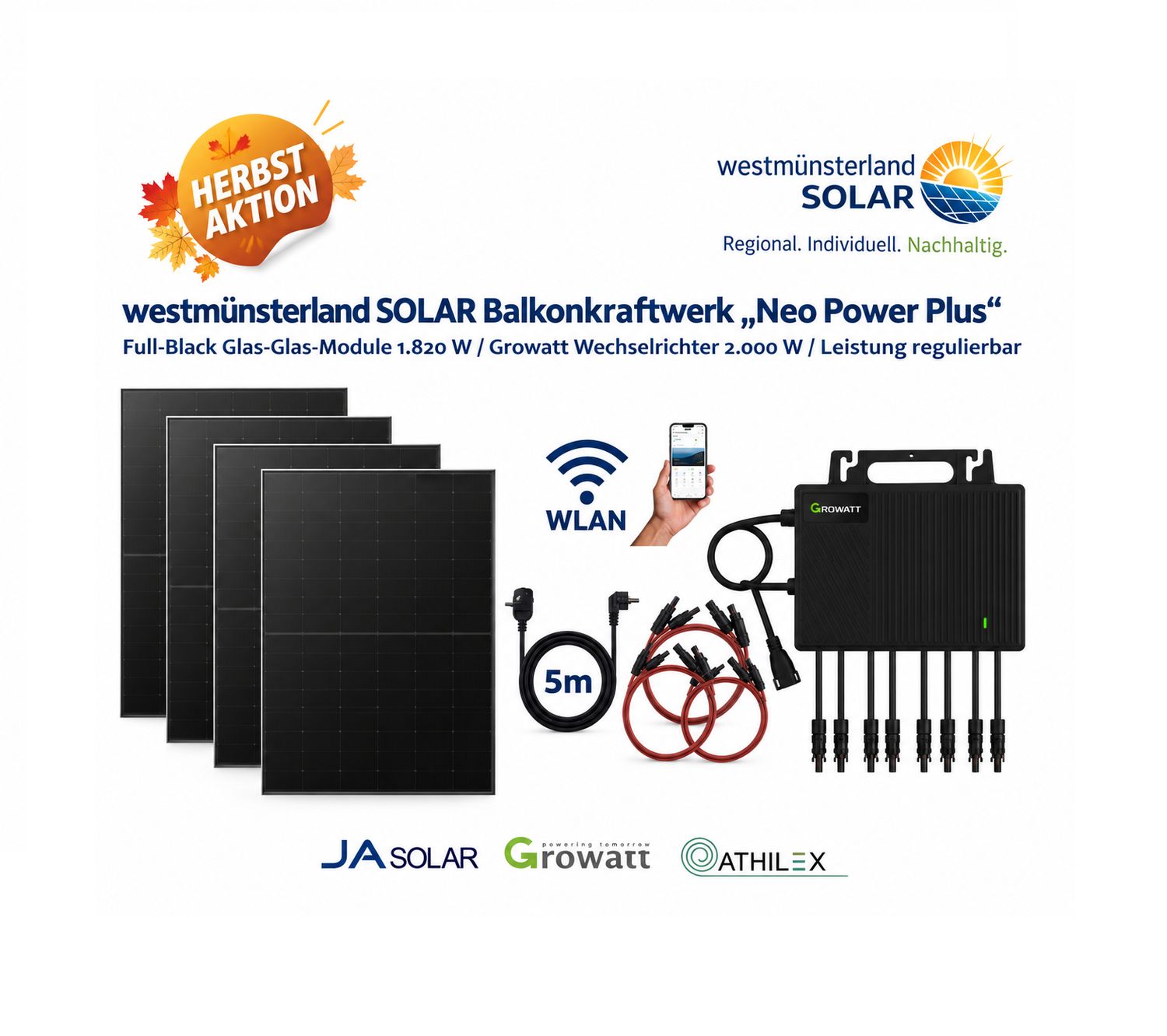 Balkonkraftwerk / PV-Set „Neo Power Plus“ 1.820 W – Plug & Play Stecker-Solaranlage Balkonkraftwerk / PV-Set „Neo Power Plus“ 1.820 W – Plug & Play Stecker-Solaranlage