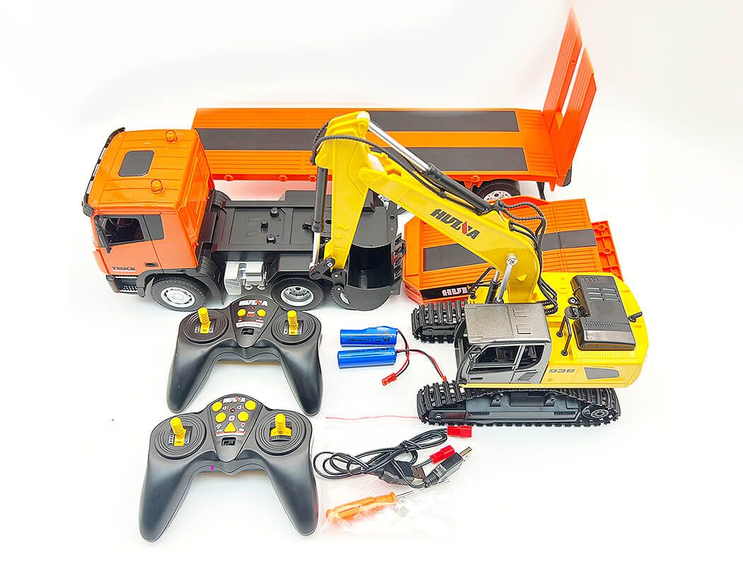 Huina 1319 Truck and working R/C Excavator set
