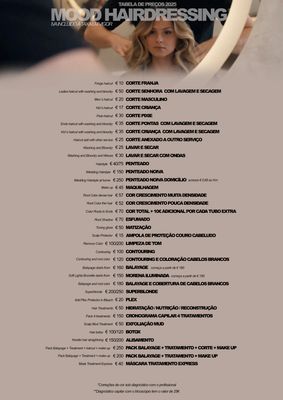 MOOD HAIRDRESSING - Preçário