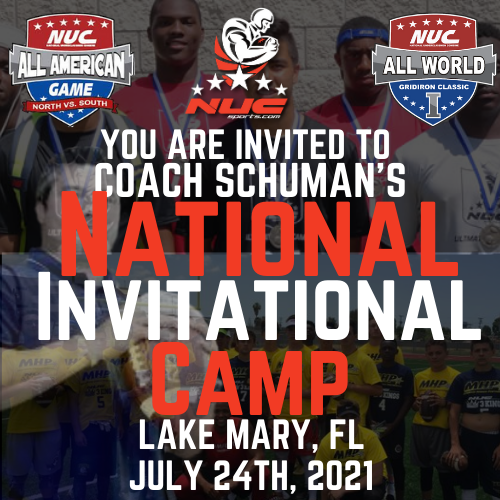 Coach Schuman's National invitational Camp, July 24th, 2021  Orlando, FL