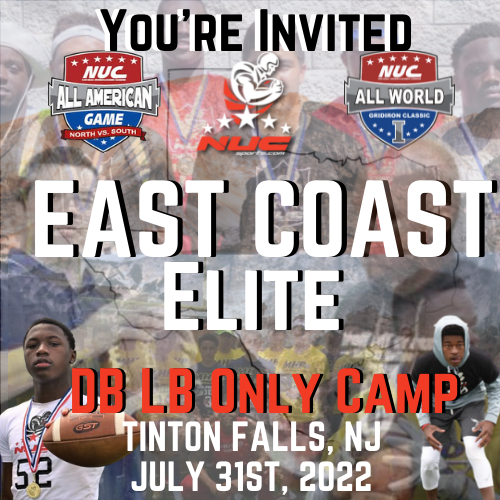 Coach Schuman's East Coast DB LB Camp &amp; Prospect Showdown, July 31st, 2022 Tinton Falls, NJ