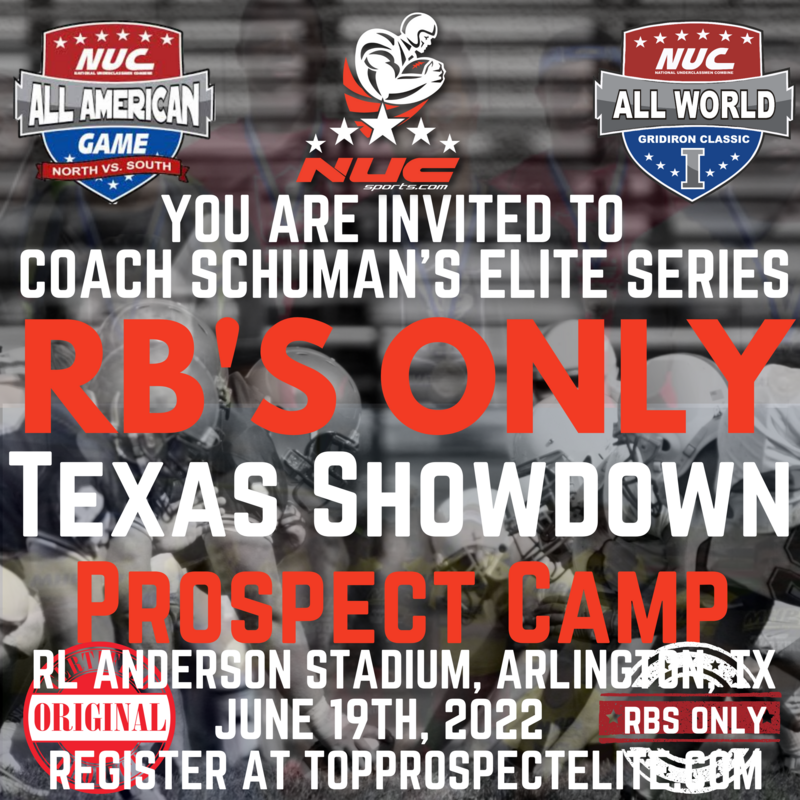 Coach Schuman's RB's Only Texas Showdown, June 19th, 2022 RL Anderson Stadium, Arlington, TX