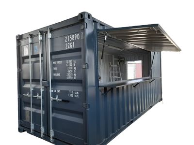 Imbisscontainer mieten, kaufen, Eventcontainer, Barcontainer, Verkaufscontainer, Bistrocontainer, Foodtruckcontainer, messecontainer, Container mit verkaufsklappe