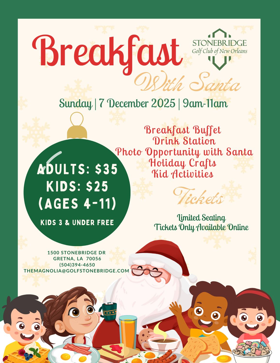 1 Child (Ages 4-12) Breakfast with Santa