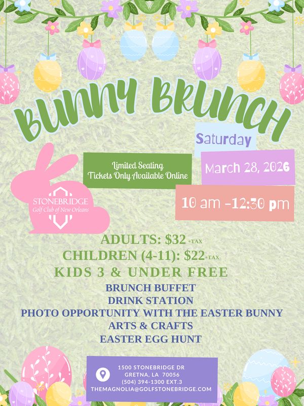 3 Years Old & Under Child BUNNY BRUNCH only 2 children under per Adult & Must be with a Paying Adult
