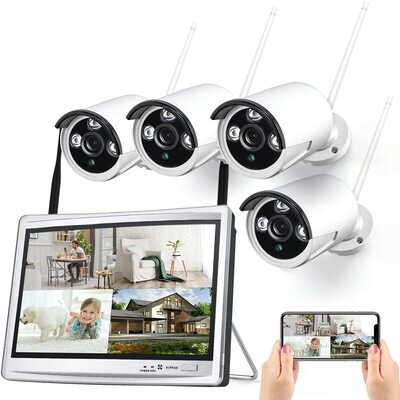 wireless cameras and NVR monitor