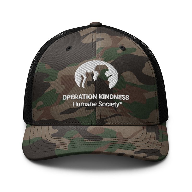 Operation Kindness Humane Society logo - Camouflage trucker hat