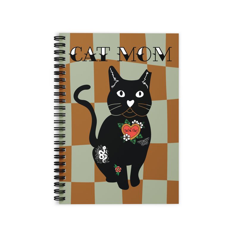 Cat Mom Ruled Line Spiral Notebook