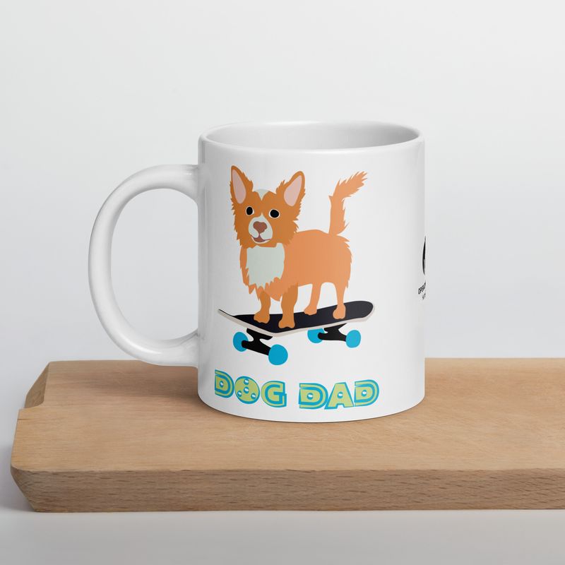 Dog Dad White glossy mug
