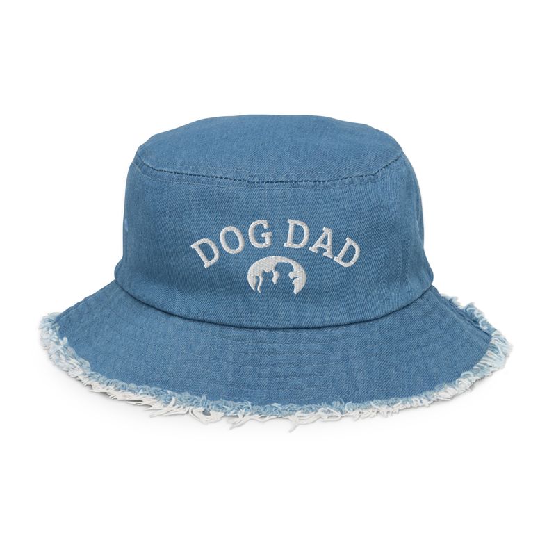 Dog Dad Distressed denim bucket hat