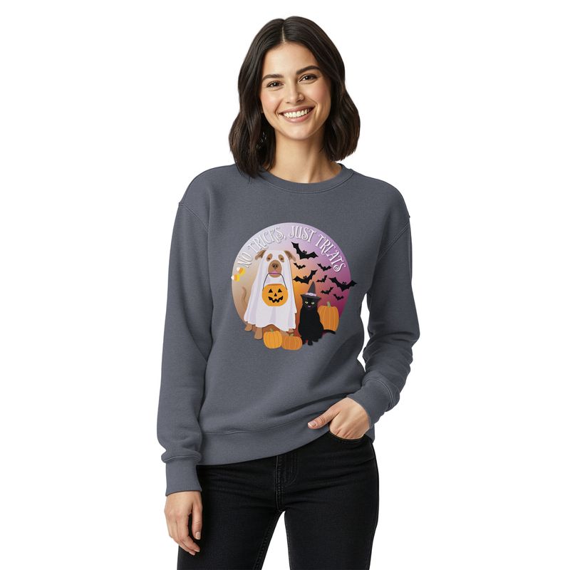 No Tricks, Just Treats! Unisex garment-dyed sweatshirt