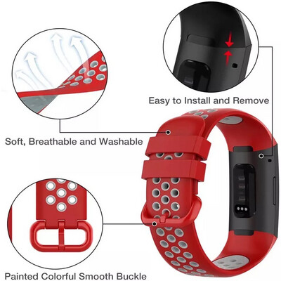 silicone sport strap for Fitbit charge 3/4/Se باند سيليكون رياضي لساعة فت بت