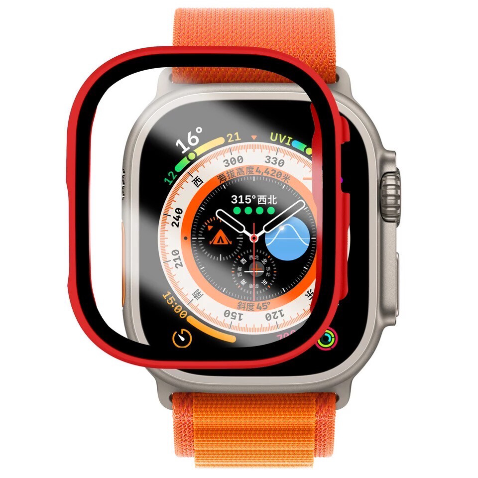 apple watch 49mm case with screen protector  كفر مع جام شاشة لساعة أبل الترا