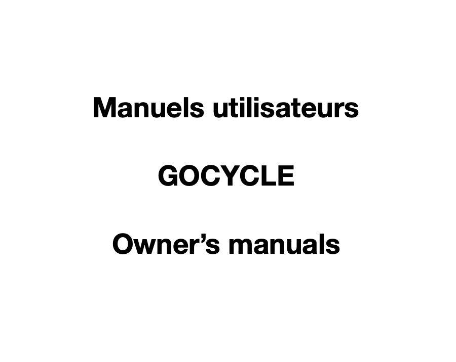 Manuels utilisateurs Gocycle