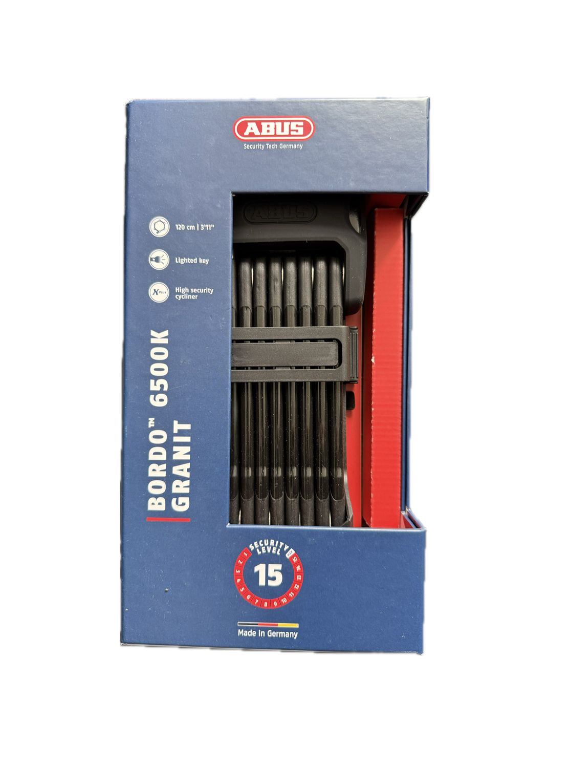 Antivol vélo pliant ABUS BORDO 6500K 120 cm + support