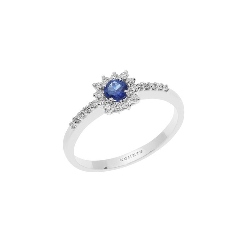 Anello in oro bianco e diamanti e zaffiri - COMETE