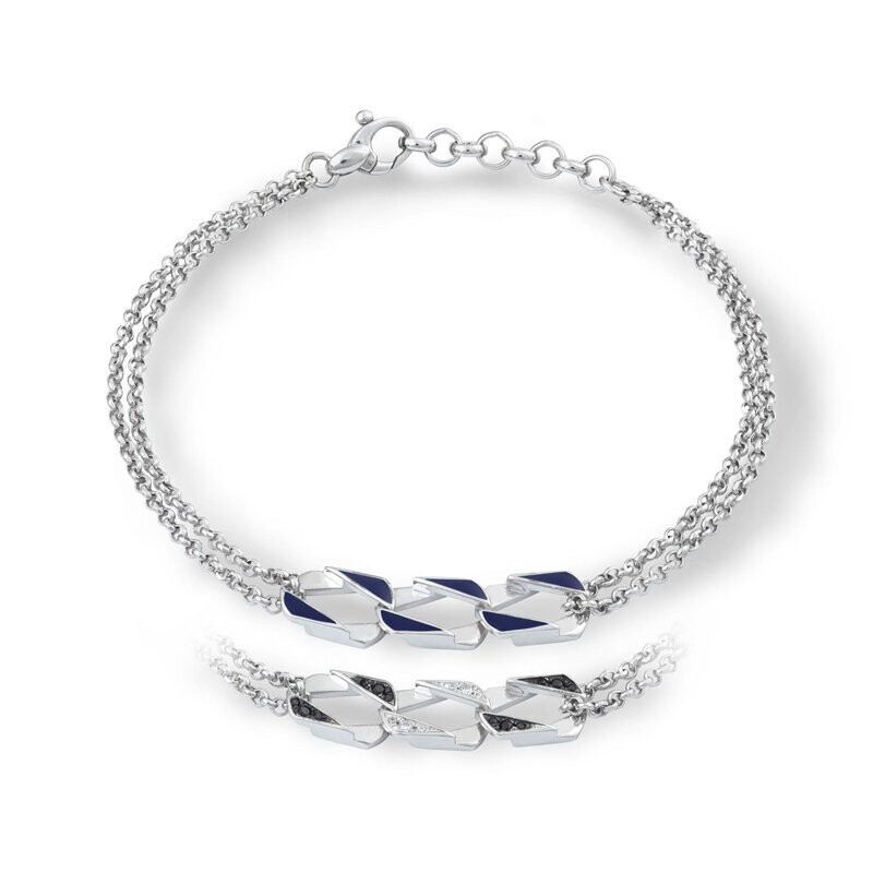 Bracciale uomo argento zirconi bianchi e neri - COMETE