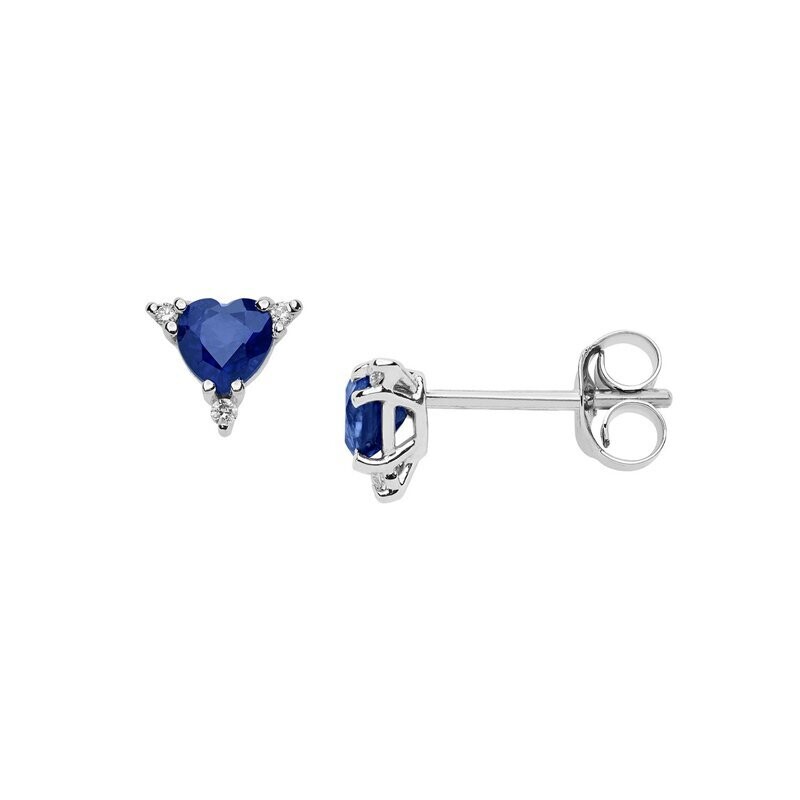 Orecchini diamanti e zaffiri blu cuore
