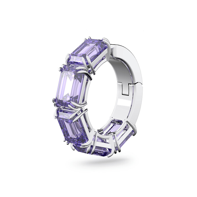 Orecchino ear cuff Millenia, Singolo, Taglio ottagonale, Viola, Placcato rodio - SWAROVSKI