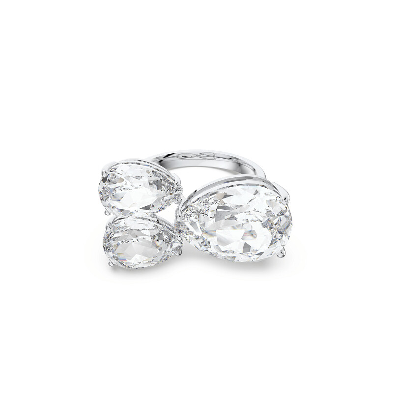 Anello cocktail Millenia, Taglio Pear, Bianco, Placcato rodio - SWAROVSKI