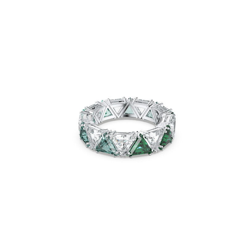 Anello cocktail Ortyx, Taglio triangolo, Verde, Placcato rodio - SWAROVSKI Anello cocktail Ortyx, Taglio triangolo, Verde, Placcato rodio - SWAROVSKI