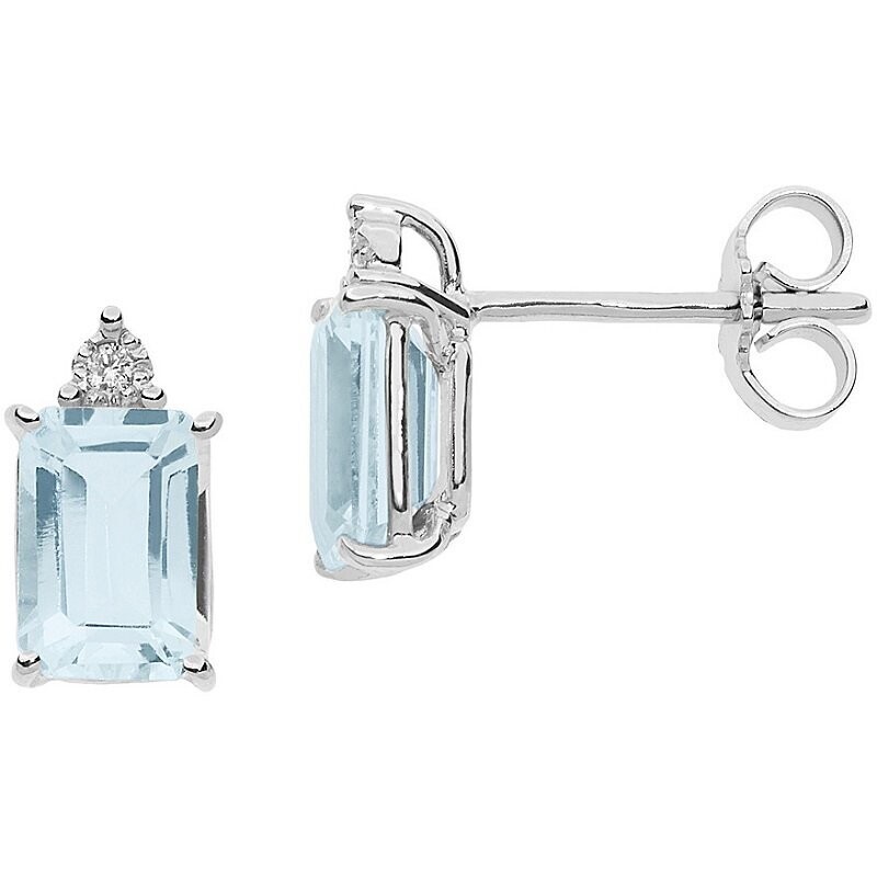 Orecchini in Oro Diamanti e Acquamarina Ottagonale - COMETE