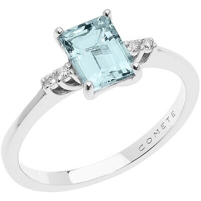 Anello Oro Bianco Acquamarina e Diamanti - COMETE Anello Oro Bianco Acquamarina e Diamanti - COMETE