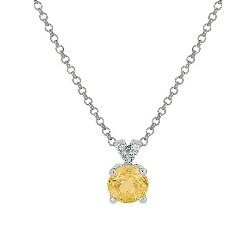 Collana in oro bianco 18kt con diamanti e Citrino - ARTLINEA